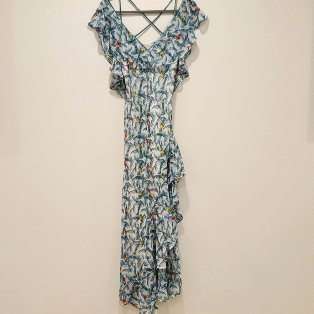 Chelsea & Violet Tropical Chiffon Maxi Dress XS